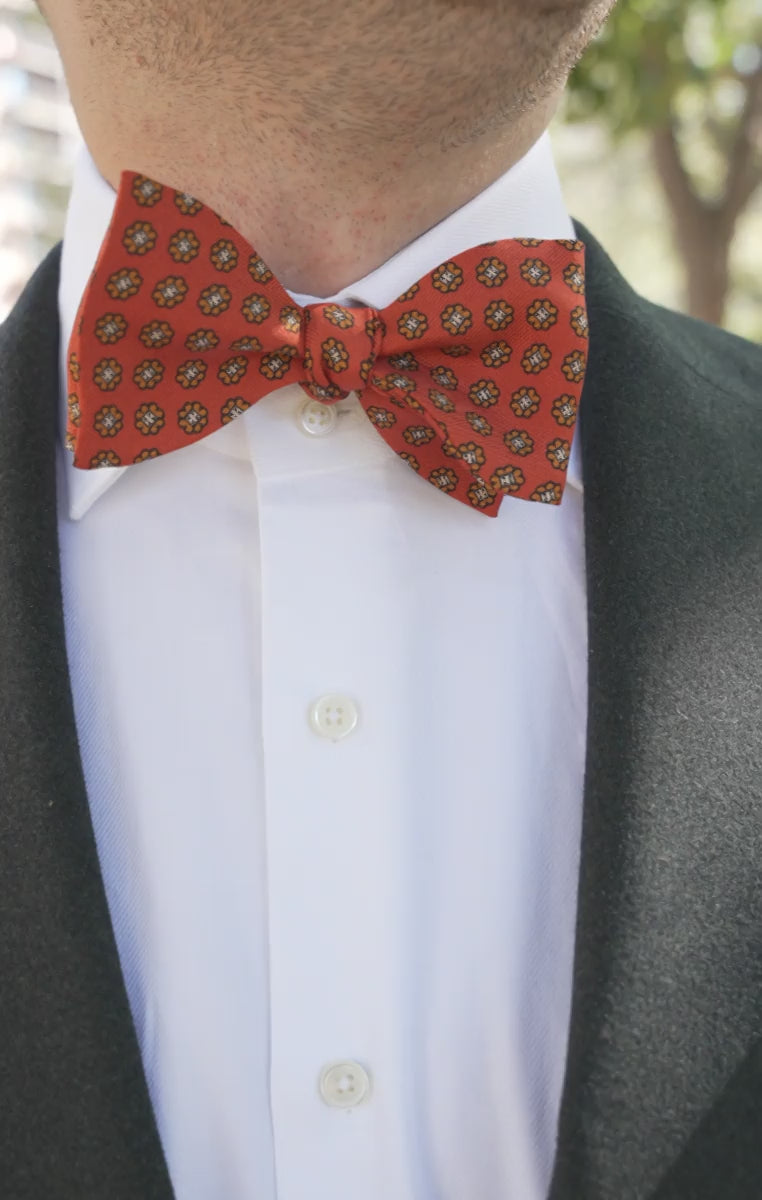 Looping video of models wearing the bow tie
