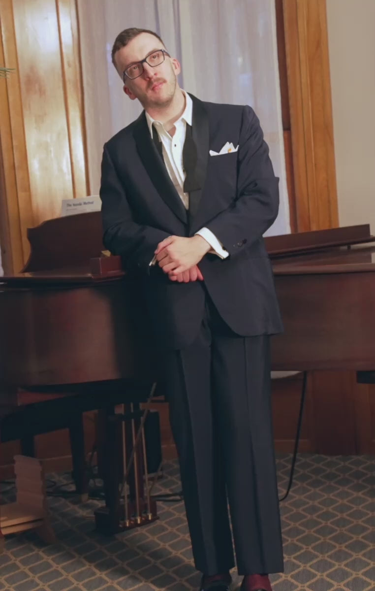 Video of models wearing a Barathea bow tie