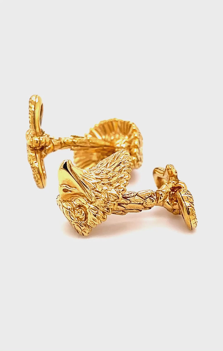 Rotating gold eagle cufflinks