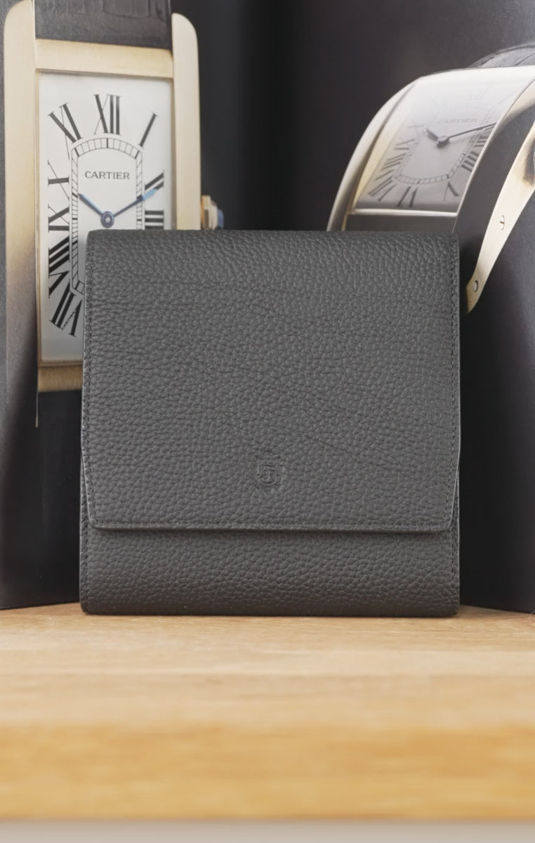 2-Watch Black Togo & Gray Suede Leather Watch Case