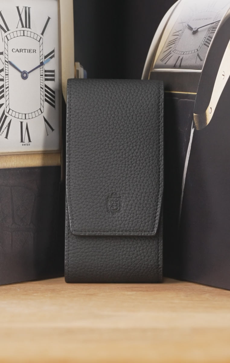 Black Togo & Gray Suede Leather Watch Case