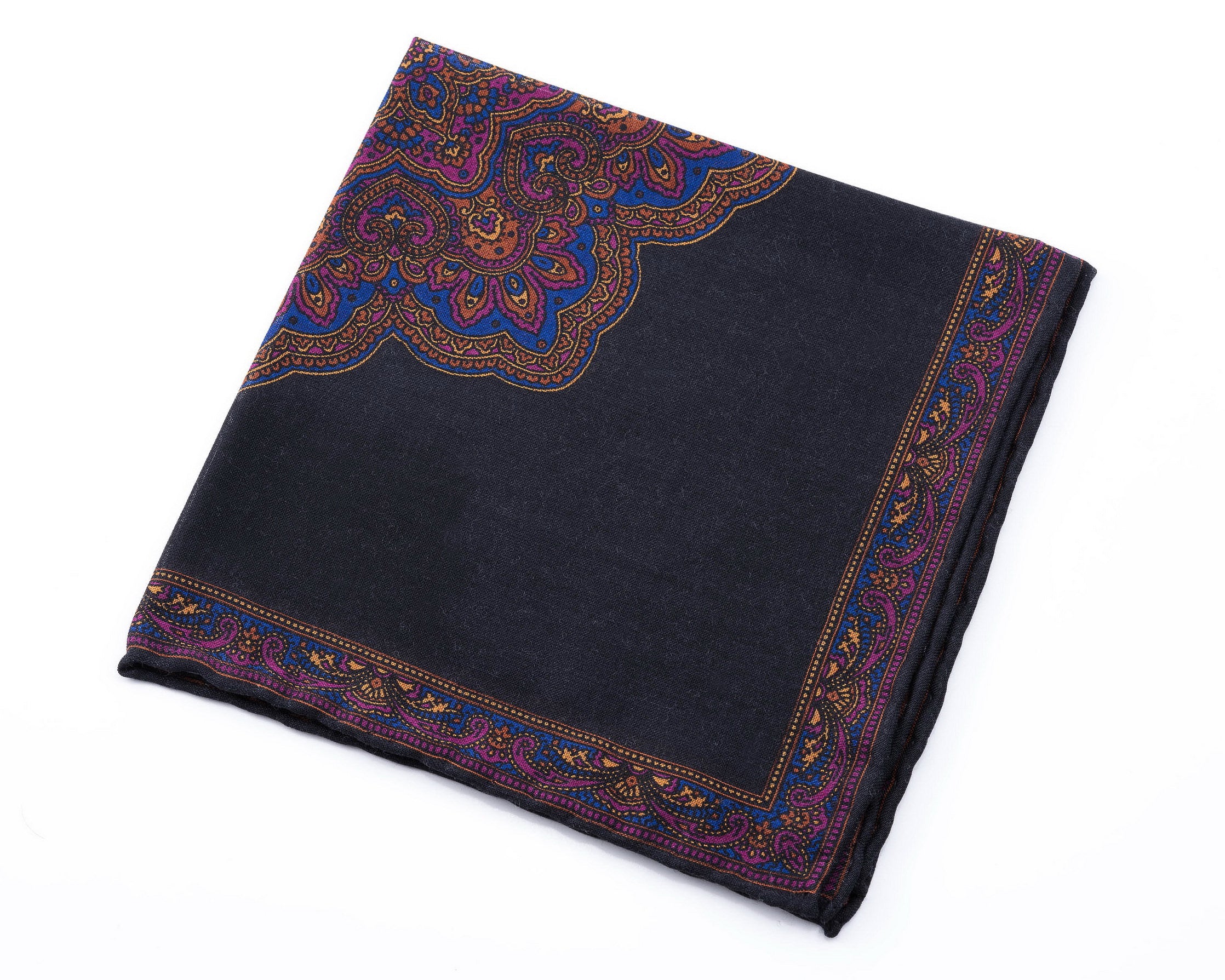 Charcoal Prince of Wales Silk Pocket Square main image 0
