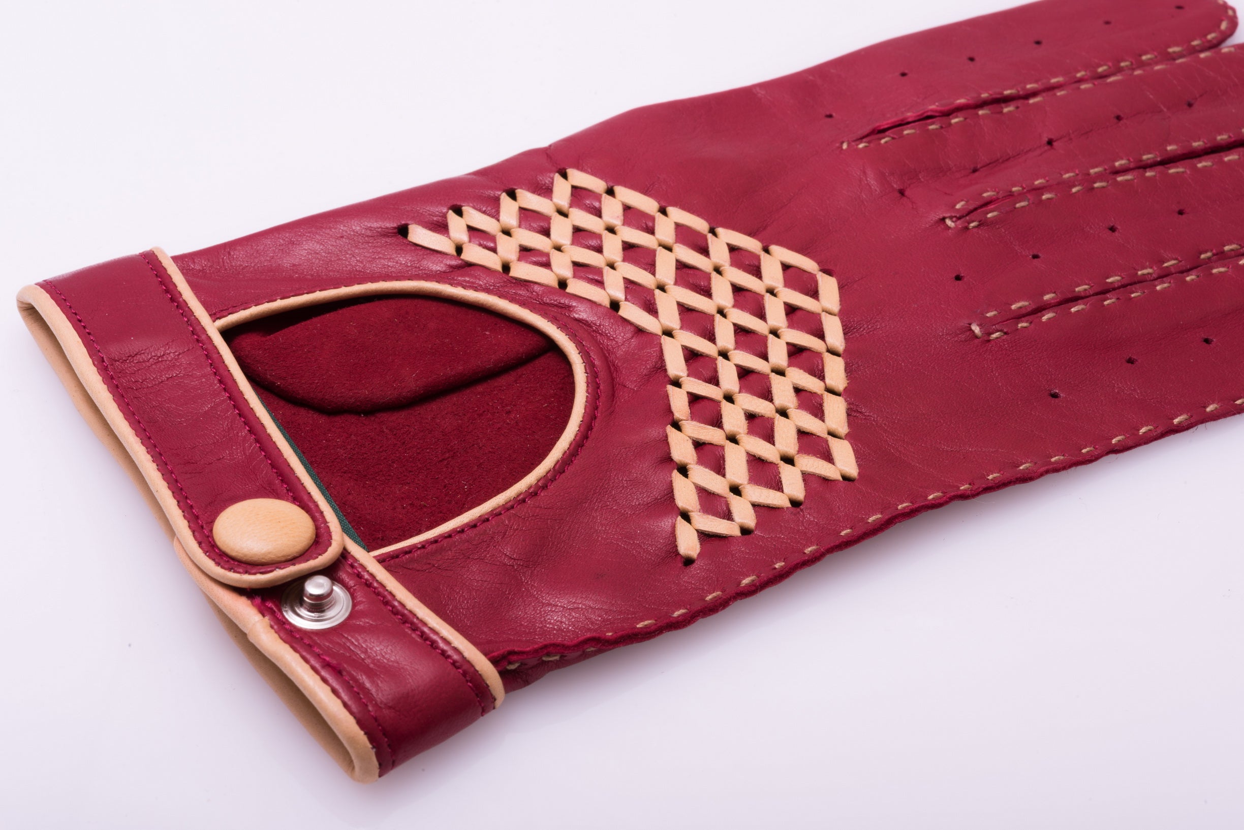 Racing Red & SandDriving Gloves in Nappa Leather Unlined by Fort ...