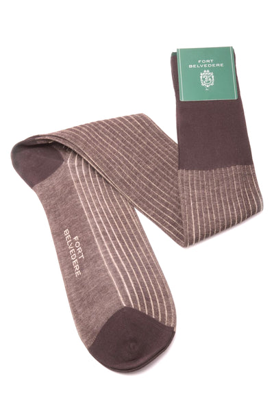 Shadow Stripe Ribbed Socks Dark Brown and Beige Fil d'Ecosse Cotton - Fort Belvedere Gentleman's Gazette Shadow Stripe Ribbed Socks Dark Brown and Beige Fil d'Ecosse Cotton - Fort Belvedere Gentleman's Gazette