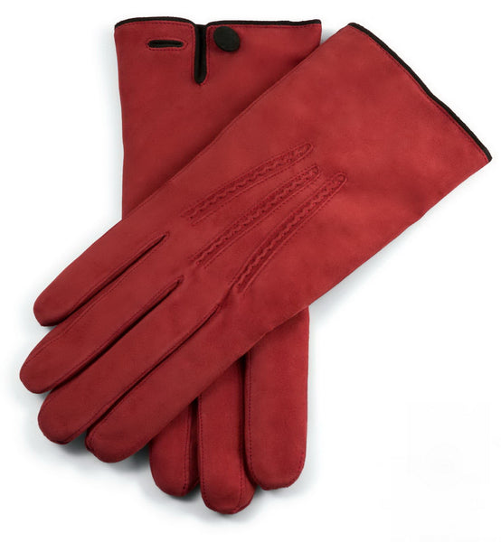 Orange Bronze Rust Suede Men's Dress Leather Gloves with Cashmere